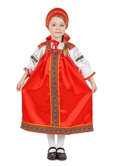 Русские народные костюмы - Атласный красный костюм Настенька