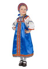 Русские народные - Атласный синий костюм Василиса
