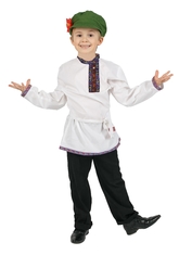 Русские народные костюмы - Белая льняная косоворотка для детей