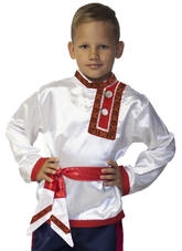 Русские народные - Бело-красная детская косоворотка
