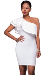 Клубные платья - Белое ассиметричное платье