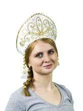 Женские костюмы - Белый кокошник Девичий