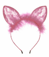 Коты - Бледно-розовые кружевные ушки