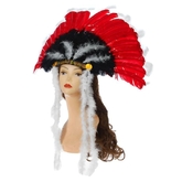 Национальные костюмы - Черно-красный головной убор индейца