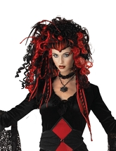 Вампиры - Черно-красный парик вампирши