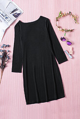 Клубные платья - Черное облегающее мини-платье с длинными рукавами и вырезом