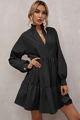 Клубные платья - Черное платье с оборками и воротником