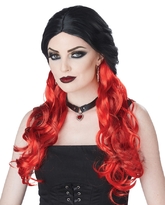 Аксессуары - Черный парик с красными локонами