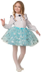 Новогодние костюмы - Детская голубая юбка со снежинками