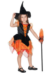 Нечистая сила - Детская оранжевая метла ведьмочки