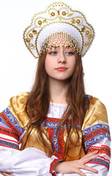 Русские народные костюмы - Детский белый кокошник Купола