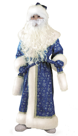 Детский костюм Дедушки Мороза синий плюшевый
