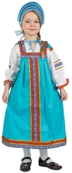 Русские народные костюмы - Детский костюм Дуняши бирюзовый