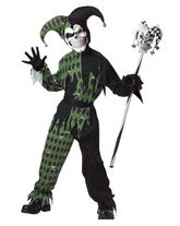 Смешные костюмы - Детский костюм дьявольского шута черно-зеленый