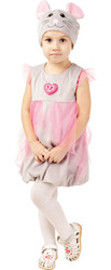 Животные и зверушки - Детский костюм серо-розовой Мышки в платье