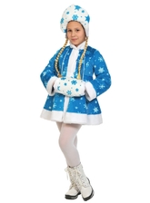 Новогодние костюмы - Детский костюм Снегурочки со снежинками