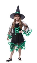 Страшные - Детский костюм ведьмочки зеленый