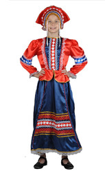 Русские народные - Детский народный костюм красно-синий