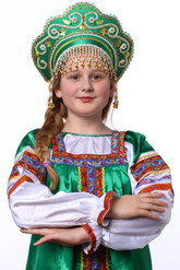 Русские народные костюмы - Детский зеленый кокошник Купола