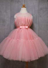 Детское пышное платье принцессы персиковое