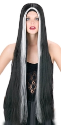 Аксессуары - Длинный черно-белый парик 90 см