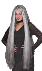 Аксессуары - Длинный седой парик 90 см