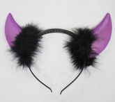 Костюмы на Хэллоуин - Фиолетовые рожки с перьями
