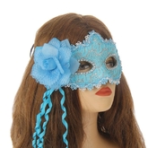 Для костюмов - Голубая карнавальная маска с цветком