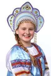 Русские народные костюмы - Голубой кокошник в золоте