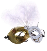 Праздничные костюмы - Карнавальная маска бело-золотая