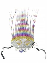 Венецианский карнавал - Карнавальная маска серебряная Фаринелли