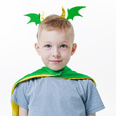 Детские костюмы - Карнавальный ободок «Дракон» зеленый