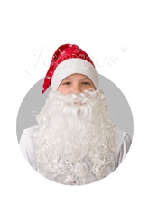 Праздничные костюмы - Колпак красный плюшевый с бородой
