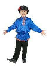 Русские народные костюмы - Косоворотка для детей синяя