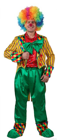 Костюм клоуна в разноцветном парике