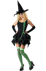 Костюмы на Хэллоуин - Костюм Ведьмочки с зеленой шнуровкой