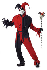 Страшные костюмы - Костюм зловещего шута черно-красный