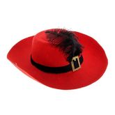 Мужские костюмы - Красная шляпа мушкетера с пером