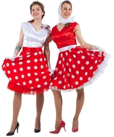 Женские костюмы - Красно-белое платье в стиле 50-х