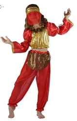 Детские костюмы - Красно-золотой костюм восточной танцовщицы