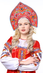 Русские народные костюмы - Красный кокошник Купола