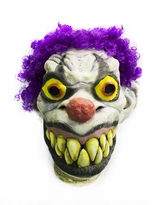 Смешные - Латексная маска клоуна с фиолетовыми волосами