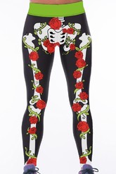 Страшные костюмы - Леггинсы с костями и розами