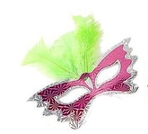 Карнавальные маски - Маска бабочка с зелеными перьями