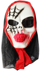 Страшные костюмы - Маска черепа с паутиной в капюшоне