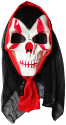 Страшные костюмы - Маска черепа вампира в капюшоне