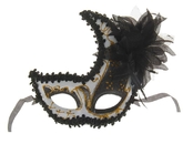 Карнавальные маски - Маска черно-белая с цветком