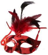 Карнавальные маски - Маска красная с перьями