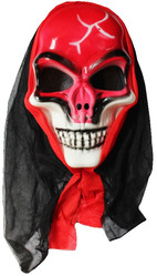 Страшные костюмы - Маска красного черепа в капюшоне