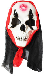 Страшные костюмы - Маска скелета с меткой на лбу в капюшоне